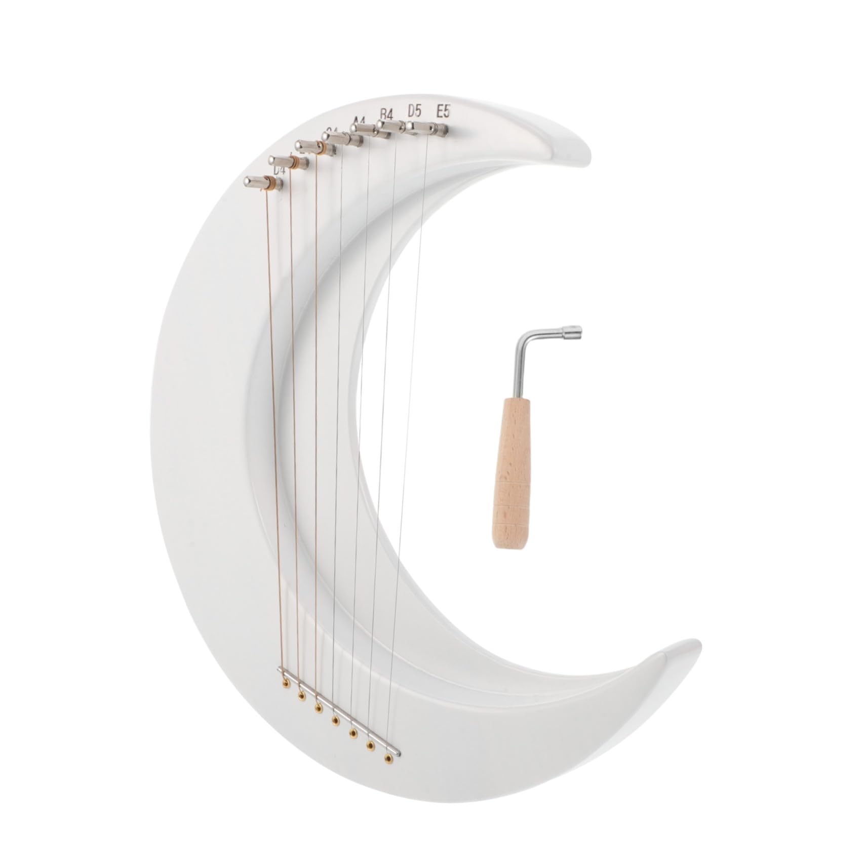 7-Strunowa Strunowa Drewniana Lyra Kształcie Księżyca z Kluczem Do Strojenia Instrument Strunowy dla Początkujących Do Nauki i Ćwiczeń Muzycznych Dorosłych