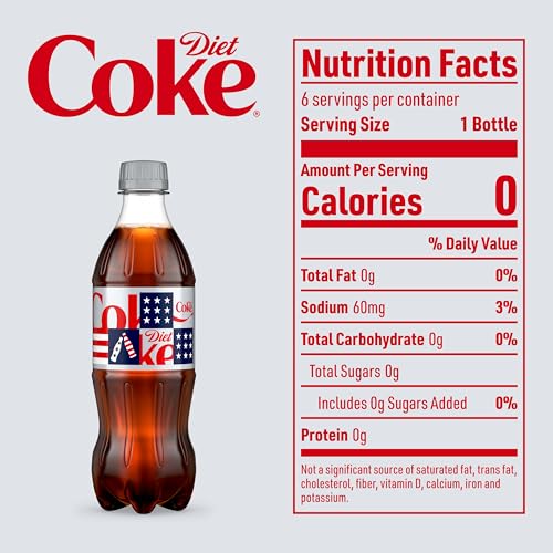 Image of Diet Coke Soda Soft Drink Bottles, 16.9 fl oz, 6 Pack | No sugar, no calories, 64 mg caffeine per bottle