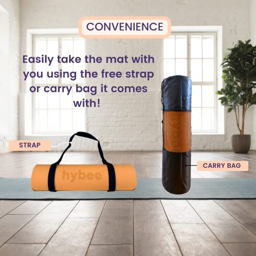 Hybee 1/4 Inch Thick Tpe Yoga Mat, Non-Slip Eco-Friendly Double Color Durable Fitness Exercise Workout Mat With Matching Carrying Strap & Carry Bag - Suitable For Home Workouts, Exercise, Pilates, Yoga, Gym, Outdoor Activities (Yellow) #TOP3