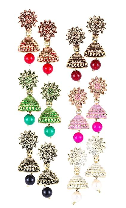 Fresh Vibes Jhumka Earrings For Women Girls Ladies Earrings Combo Set Valentine Gift Traditional Wedding Gold Meenakari Ethnic Antique South Indian Round Small Pearl Moti Jhumkas Feather Peacock Jhumki (B083FY51BF) Amazon Price History, Amazon Price Tracker