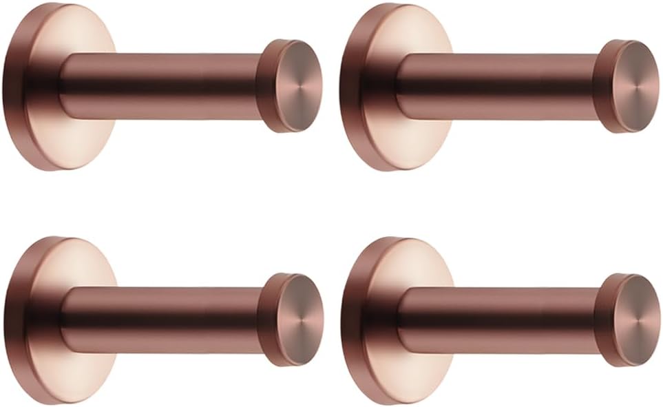 Rose Gold Brushed Stainless Steel Single Heavy Duty Wall Mount Hook, Bath Towel Hooks, Robe Hooks, Coat Hanger, 4 PCS (4 inch,4 PCS)