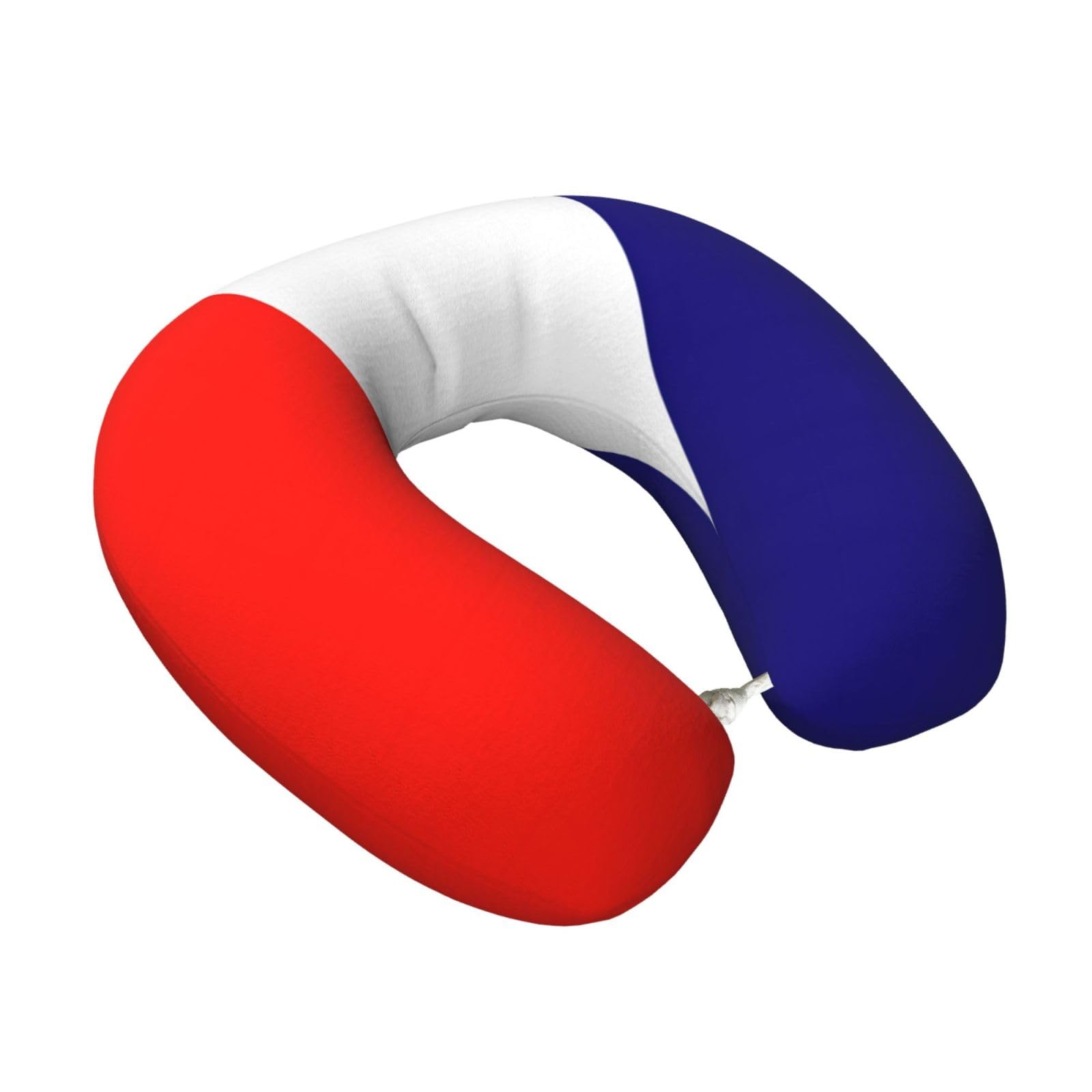 Yyoretp French flag Print Travel Pillow Pure Memory Foam Neck Pillows Portable Headrest for Airplane