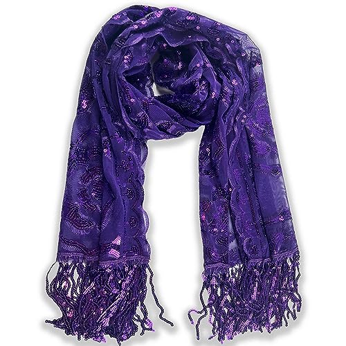 Vintage Floral Roses Decor Sequin Scarf Sparkle Shawl for Evening Dresses Party Shawl Event Scarf3