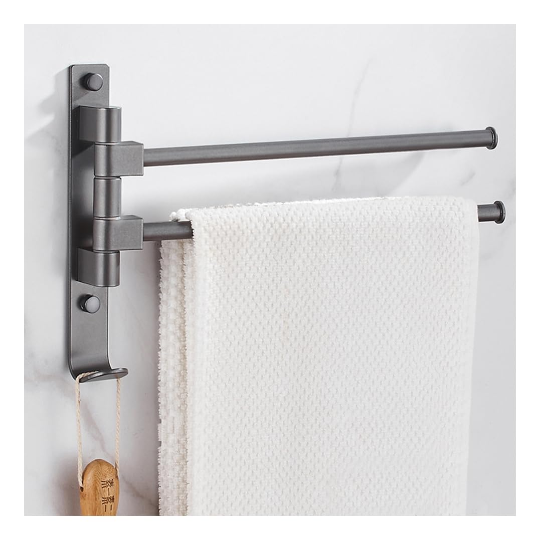 LMYSXAOZ Modern Grey Swivel Towel Rack - Swing Out Bar Space Saving Swinging for Bathroom Polished Chrome Heavy Duty Wall Mounted Holder grey-2Bar