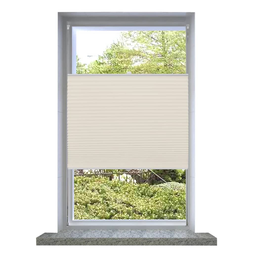 Tenda Plissè,Tenda A Rullo Doppio,Tende Veneziane Per Interni Senza Forare Adatto Per Camere Da Letto, Balconi, Porte, Finestre, Finestre Della Cucina 100x200cm Crema