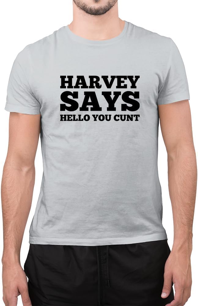 Graphic Impact Unisex Grey Funny Harvey Says Hello You Cnt Sarcastic Novelty Mean Slogan T-Shirt (, Xxlarge)