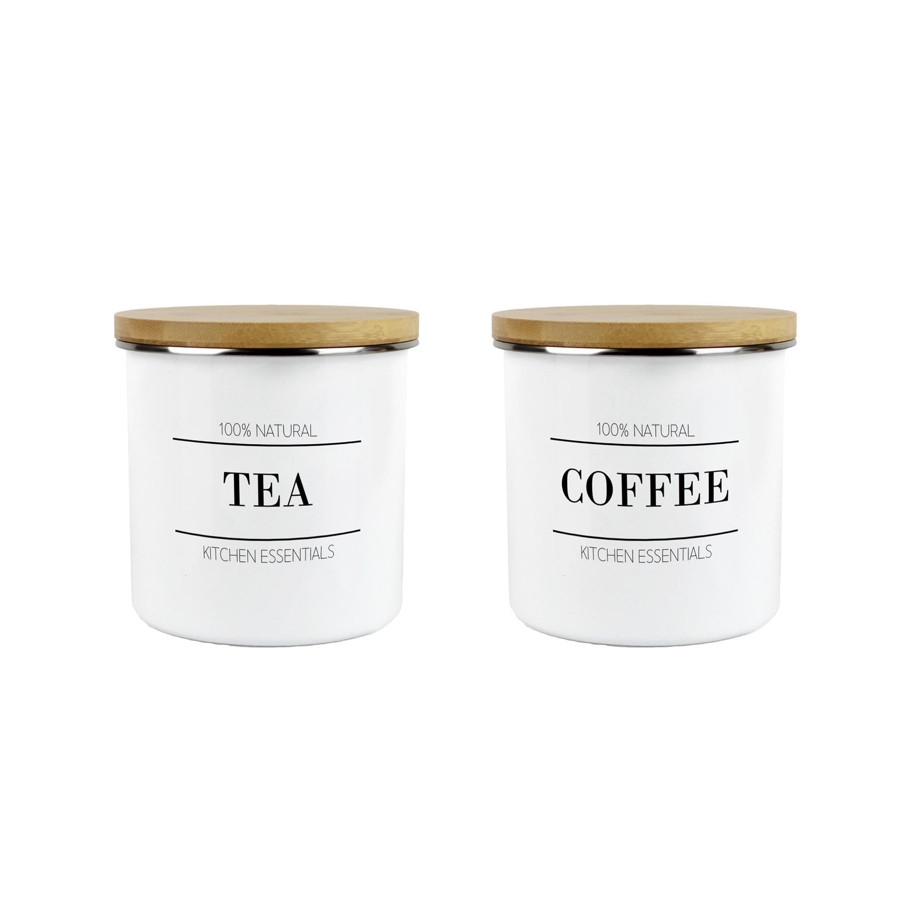 Purely Home Minimalist Essential Tea & Coffee Canisters - 600ml Kitchen Storage Jars