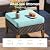 PHI VILLA 7-Piece Wicker Patio Conversation Set, Outdoor Rattan Sectional Pool Furniture Patio Set for 7 Seats with Cushioned 2 x Single Sofa, 2 x Armrest Chair, 2 x Ottoman and 1 x Armless Sofa, Blue
