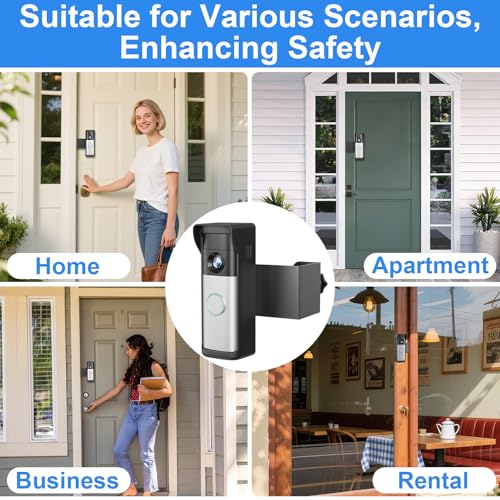 Anti-Theft Doorbell Mount Compatible with R-ing Newest 2026 Battery Doorbell/Plus/Pro, No Drill Wireless Video Camera Doorbell Bracket with Rain Cover for Apartment Rental, Not for Security Door