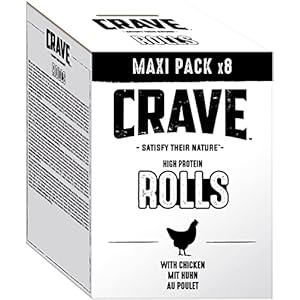 Crave Hundesnacks im Multipack High Protein Rolls mit 100% natürlichem Huhn im Maxi Pack, 8 Packungen (8 x 50 g)