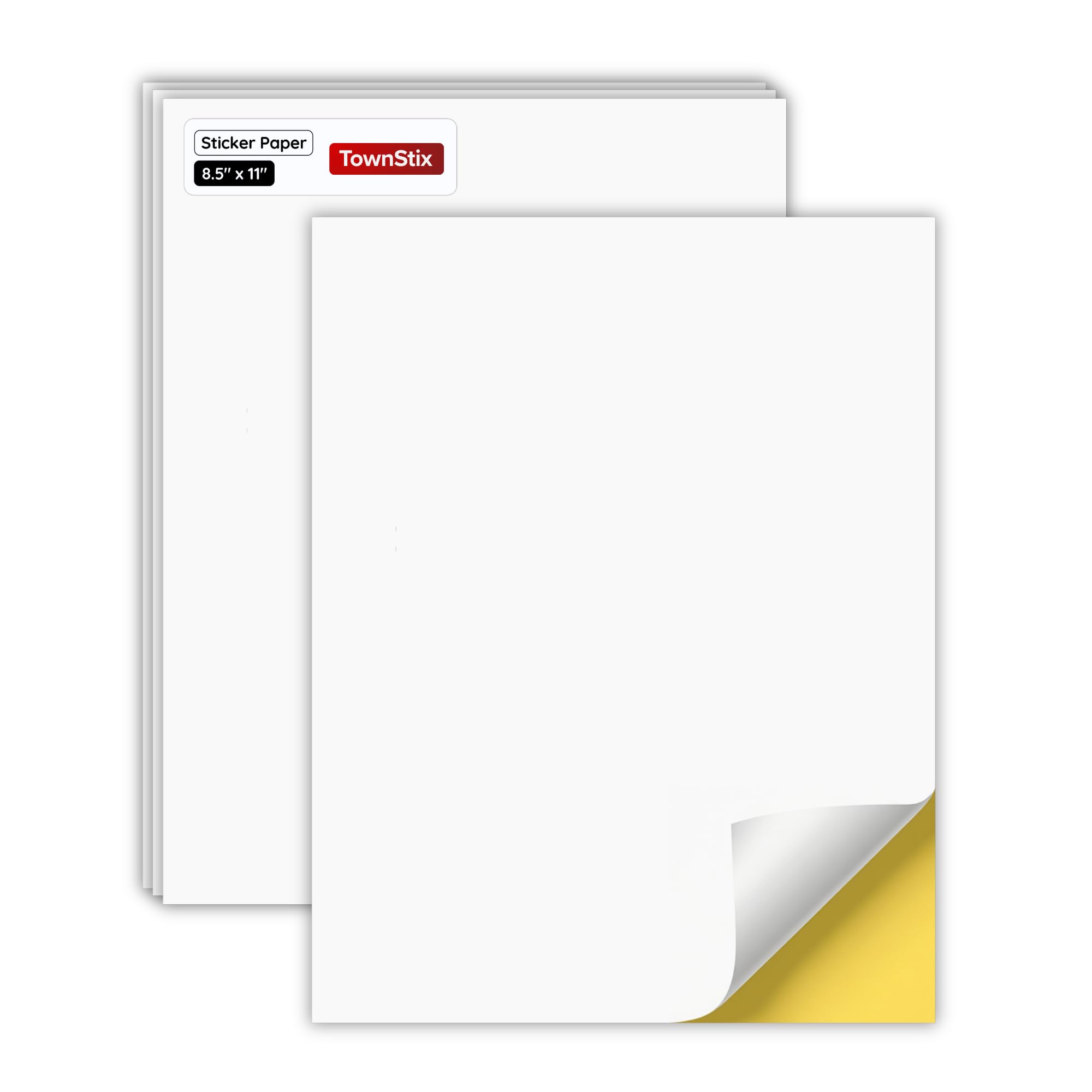 Lot de 200 feuilles de papier autocollant blanc imprimable, impression laser/jet d'encre, mat, format lettre (21,6 x 27,9 cm)