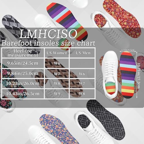 Image of No Show Socks for Women Inner Soles,Barefoot Sockless Non Slip Shoe Inserts,Anti-Odor,Washable,Rainbow Print,Size 6-9