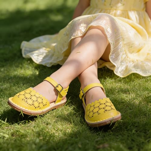 Image of THEE BRON Toddler Floral Cutout Closed Toe Sandals for Girls Breathable Summer Shoes
