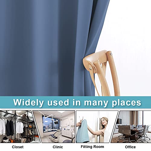 Image of RYB HOME Extra Wide Curtain for Room Divider, Blackout Privacy Soundproof Curtains for Large Window Shared Bedroom Apartment Backdrop Home Theatre Backdrop, Stone Blue, 20ft Wide x 8ft Long