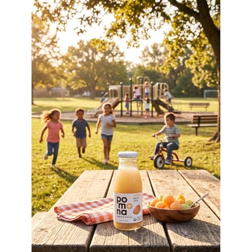 Image of Pomona Organic Juices Pure Melon Juice, Cold Pressed Organic Juice, Non-GMO, No Sugar Added, Not from Concentrate, Gluten Free, Kosher Certified, Preservative Free, 8.4 Ounce (Pack of 12)