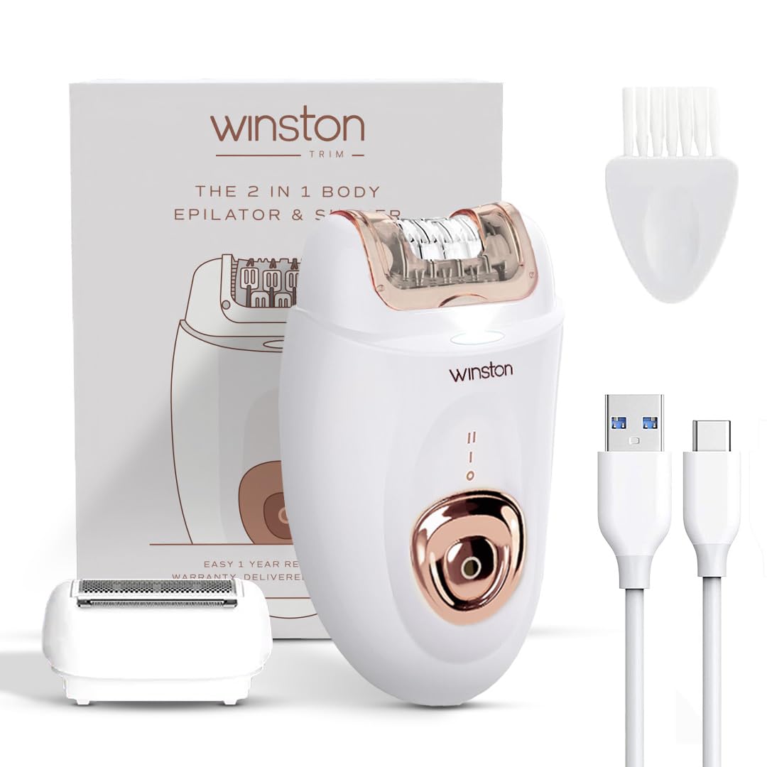 Winston Rechargeable Body Epilator and Shaver for Women Facial Hair Remover Machine | Mini Portable Electric Body Shaver | Bikini Trimmer - 90 min Runtime