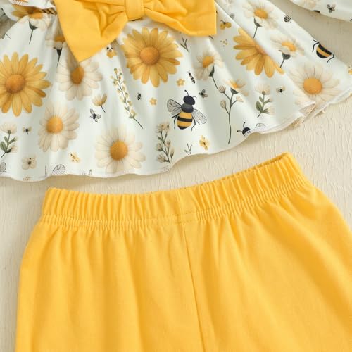 Douhoow Toddler Girl Fall Outfits Flower Long Sleeve Baby Girl Dress Elastic Waist Flare Pants Girls Fesival Clothes3