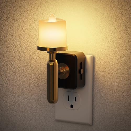 Image of JandCase Candle Night Light, Night Lights Plug into Wall, 3000K Soft White, 0-100LM Adjustable Brightness, Dusk to Dawn Sensor NIghtlight for Dinning Room, Living Room, Bathroom, Hallway