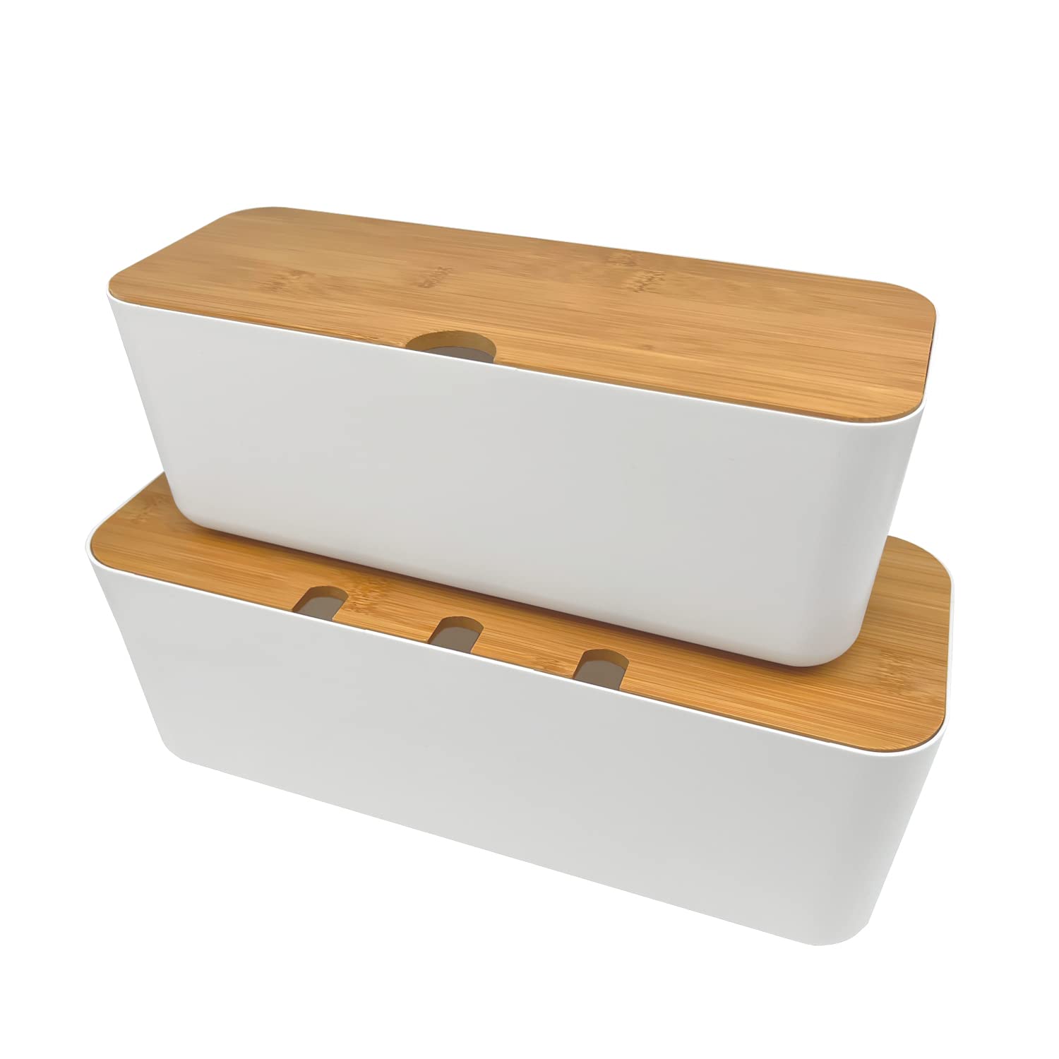 Verve Jelly Cajas de gestión de Cables, Caja de Almacenamiento de Cables Rectangular de Cable de Cable de Cable de 2 pcs con Tapa para Ocultar Cables desordenados de gestión de Cables, Blanco, S+L