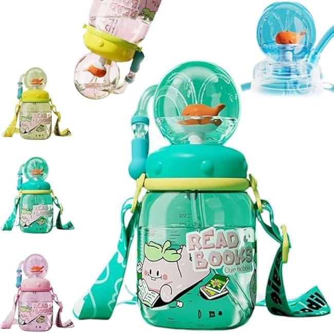 18oz Whale Design Water Cup with Fun Fountain Effect,Drinking Cup With Whale Squirt,Whale Fountain Tumbler No Spill,Cute Water Bottle with Lids and Straws,Creative Whale Spray Sippy Cups (Green)