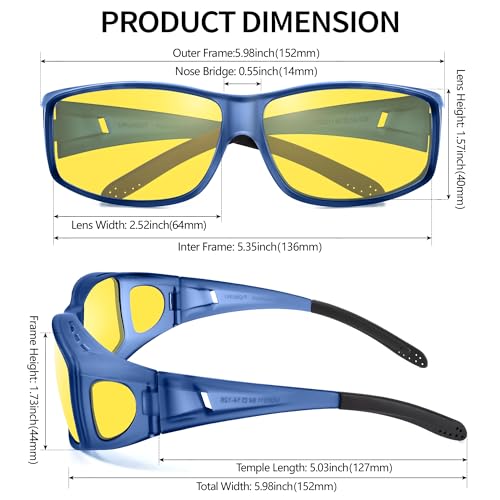 Image of URUMQI Night Vision Driving Glasses Fit Over Eyeglasses for Men Women