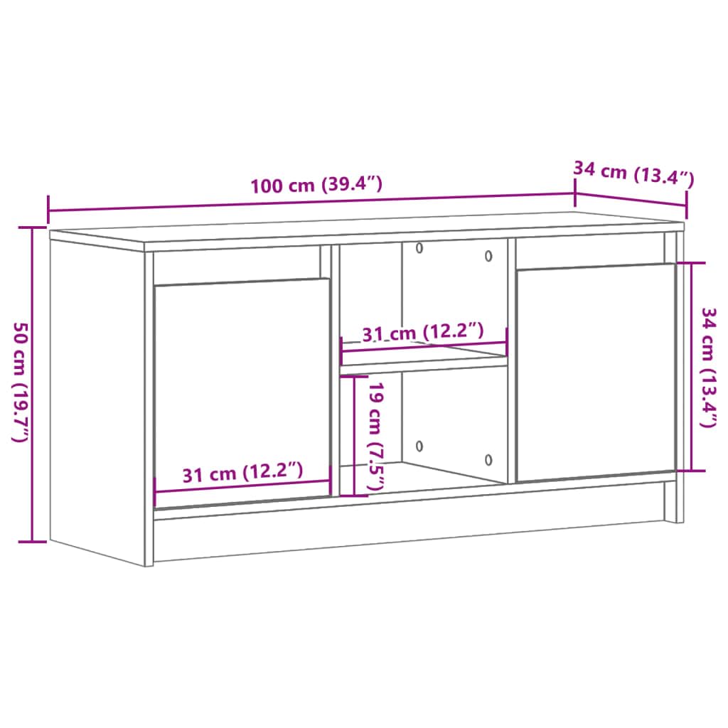 vidaXL Mobile Porta TV con LED Bianco 100x34x50 cm in Truciolato, Mobile TV con luci LED, credenza TV, Mobile dispositivi multimediali, Supporto TV