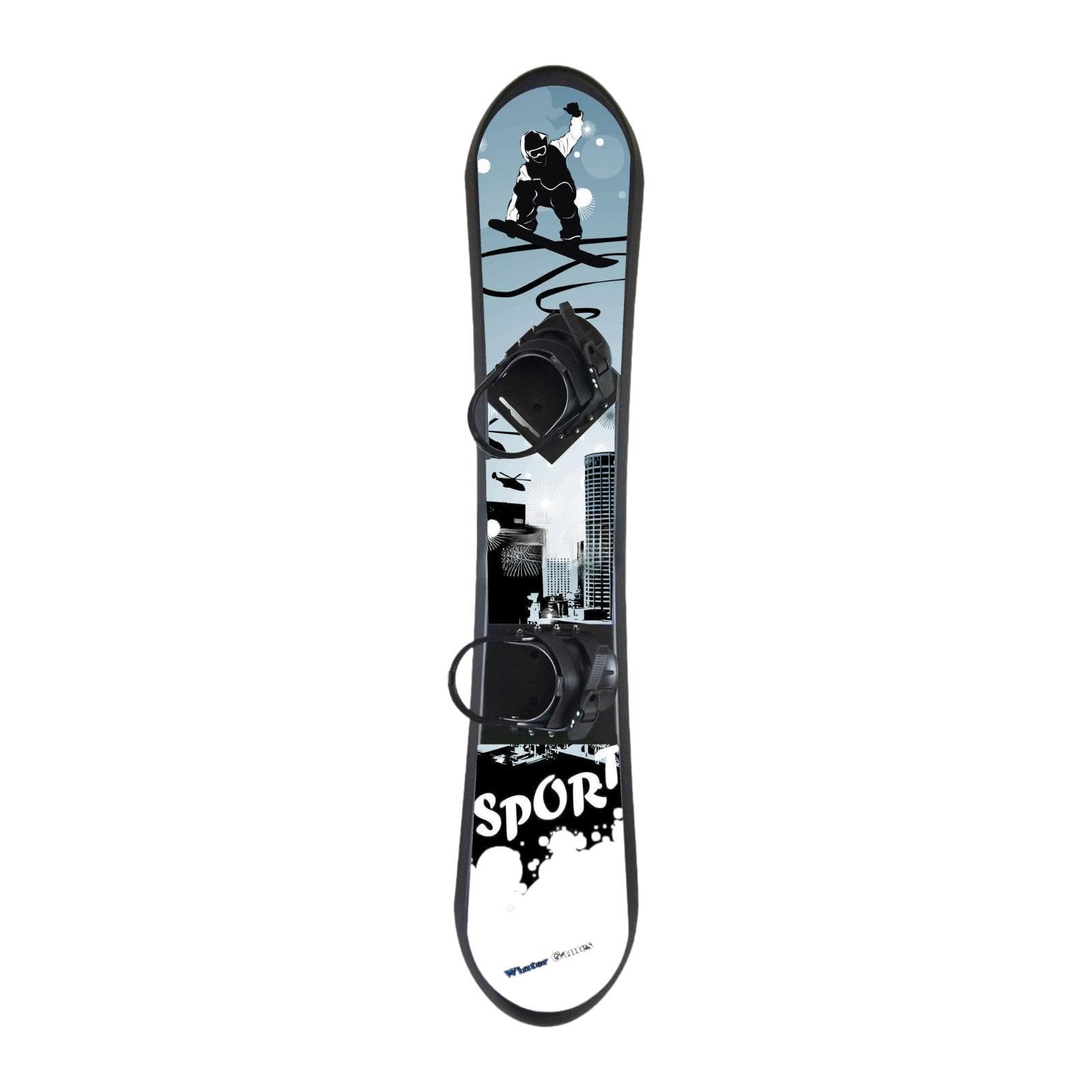 Kinder Snowboard mit Verstellbaren Step in Bindungen für Anfänger, Grau Und Weiß