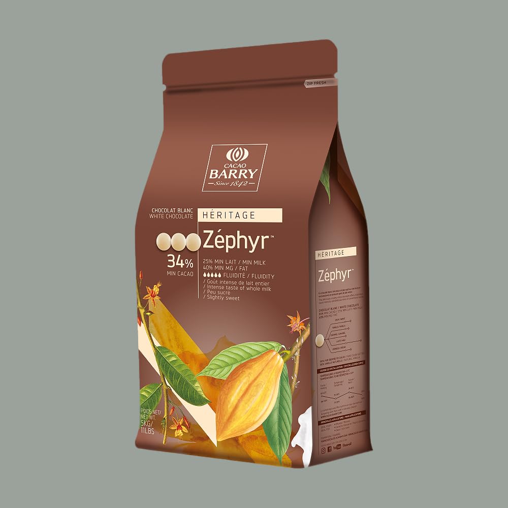 ZEPHIR 34% BARRY Bedeckt weiße Schokolade x Eiscreme-Mousse-Gebäck, 5 Kg, Lucgel