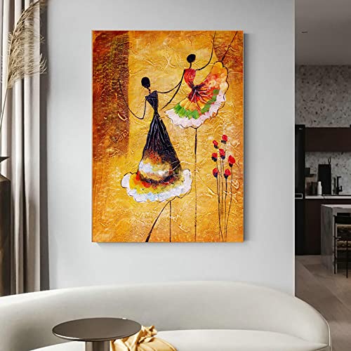 Tableau Abstrait Danseuse Ballet | Poster Coloré Salon Triptyque Toile Moderne 40x60