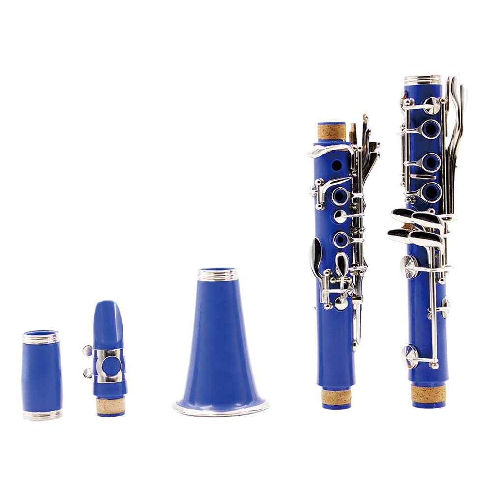 Btuty Clarinete ABS de 17 toneladas bB clarinete soprano plano con guantes de limpieza, 10 hojas, destornillador, maletín de hojas, instrumento de viento de madera