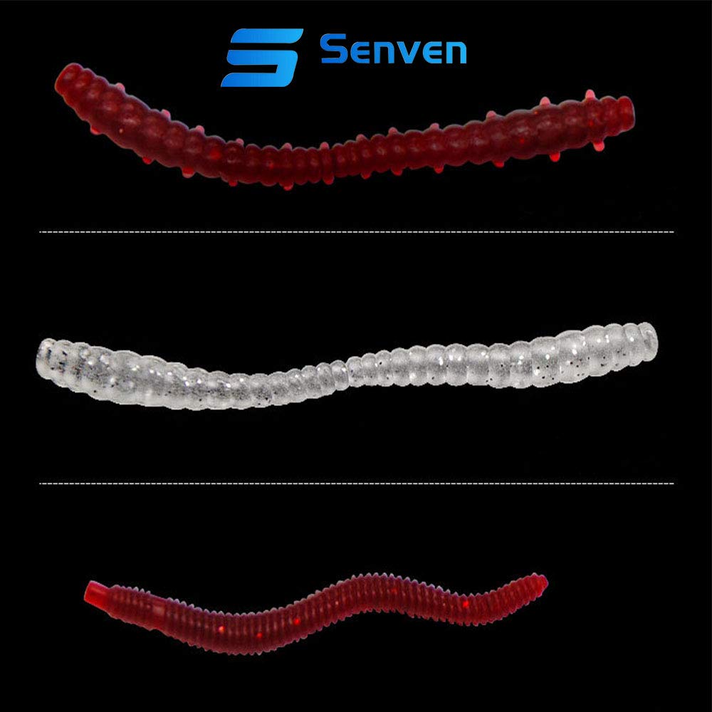 Senvenelec – 200 Vers De Terre Artificiels Luminescents En Silicone (40 Mm) – Appâts De Pêche Nocturne Pour Eau Douce Et Salée