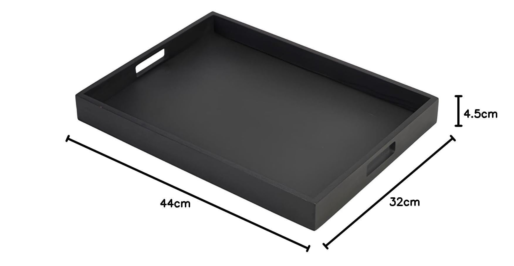 Bandeja para mayordomos de Color Negro Macizo, 44 x 32 x 4,5 cm, Individual