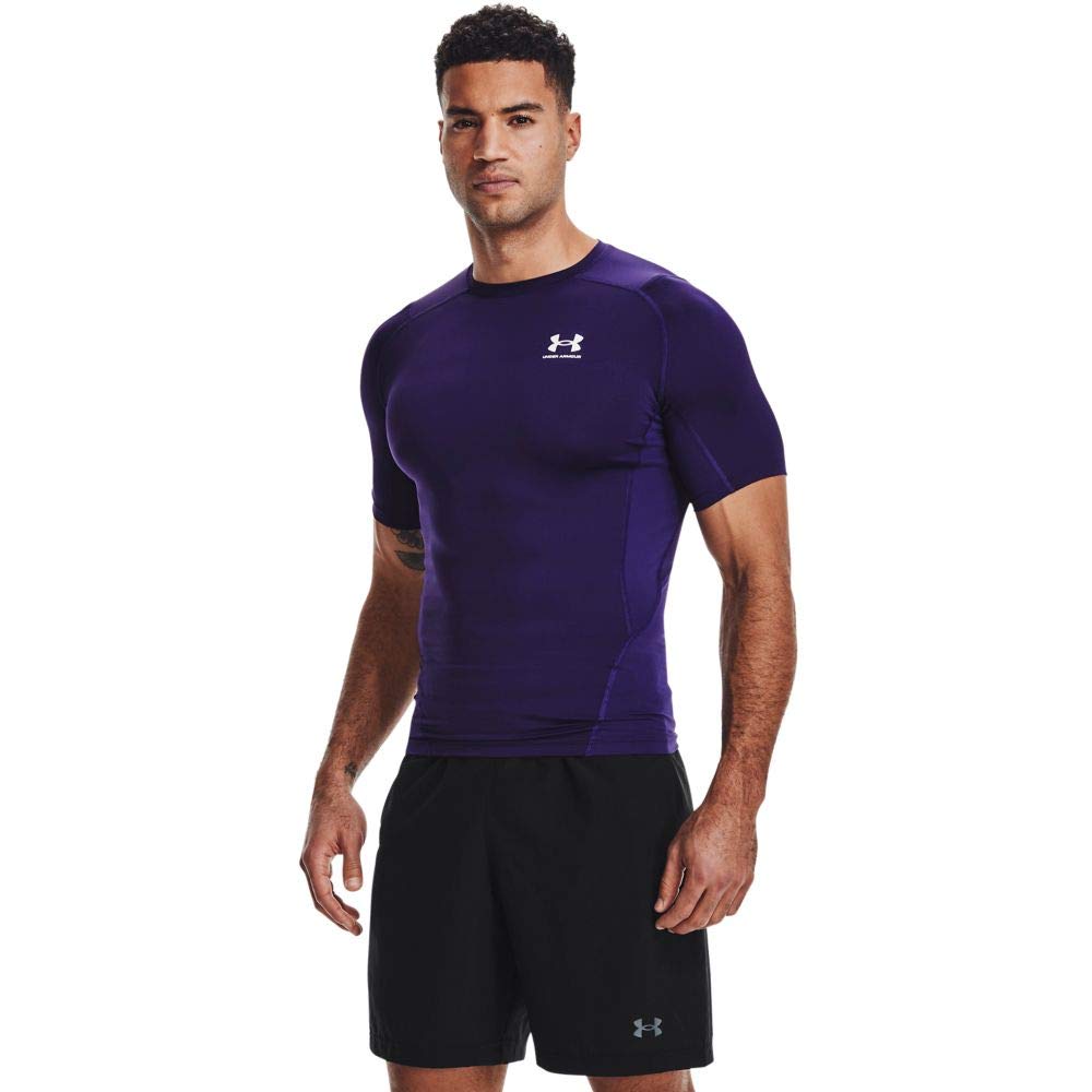 Under Armour Men's Armour Heatgear Compression Short-Sleeve T-Shirt, Purple (500)/White, 3X-Large