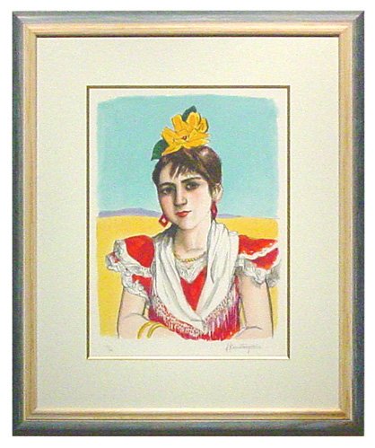 版画.小松崎 邦雄.リトグラフ.少女.絵画.額絵.美術品.インテリア.額縁 Amazon.co.jp: 小松崎邦雄 『少女』 リトグラフ（石版画） : ホーム