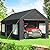 VIWAT Carport 12x20 FT Heavy Duty Carport Canopy with Enhanced Base & Side-Opening Door, Portable Garage for Pickup, Boats, Car and Truck, Black