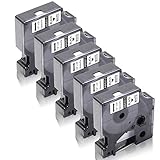 5-Pack Absonic Compatible Label Tape Replacement for Dymo D1 Labels Tape 45013 S0720530 A45013 12mm...