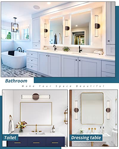 Image of Bathroom Vanity Light Fixture, 2-Light Oil Rubbed Bronze Wall Sconce Lighting Fixture with Clear Glass, Indoor E26 Stocket Wall Lamp for Mirror Living Room Hallway, 2 Pack