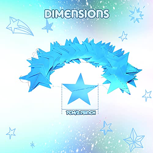 Image of Patelai Glitter Star Garland Banner 2026 Party Decor 130 Feet Star Hanging Streamers Twinkle Backdrop for Classroom Birthday Graduation Wedding Supplies(Holographic Blue)