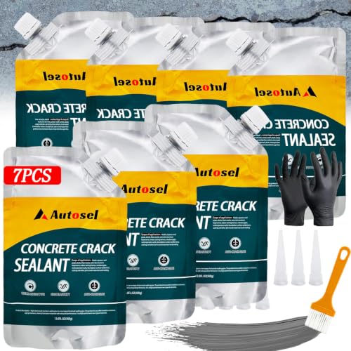 Self-Leveling Cement Crack Filler, Fast Drying Concrete Crack Filler, Gray Asphalt Crack Filler, Waterproof Concrete Crack Repair Sealer for Sidewalks, Driveways, and Foundation Cracks -7 Pack