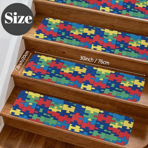 Alfombra antideslizante suave para escaleras interiores, pack de 15 piezas coloridas para niños 4