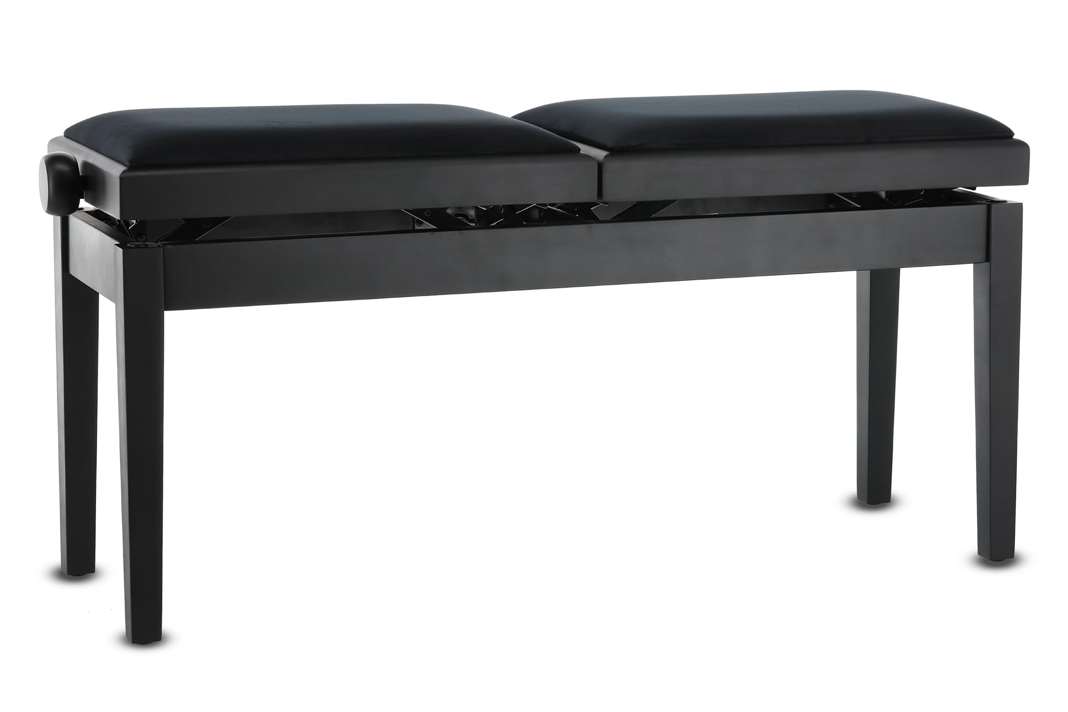GEWA Pianobank Deluxe Double (Double Bench, Smooth Height Adjustment Through Precise Scissor Mechanism, Solid Wood, Durable and Robust, High Break Load), Matte Black