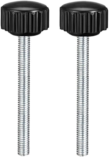 Miniatura 62 de uxcell Perillas de sujeción moleteadas M6 x 1.969 in métricas chapadas en zinc de acero al carbono rosca macho tornillo de pulgar en tipo 0.787 in