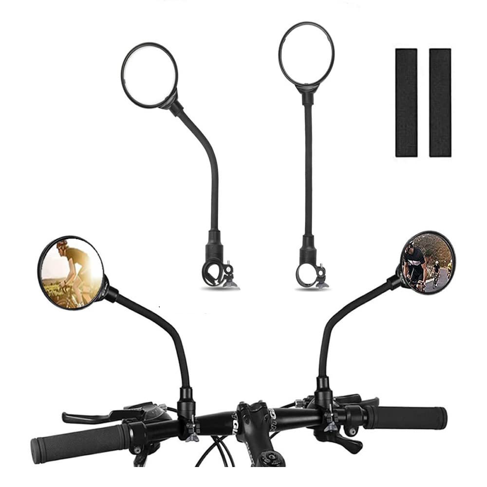Lot 2 Rétroviseurs Vélo Réglables 360° – Verre Convexe HD, Grand Angle, Pour Guidon 22-32 Mm