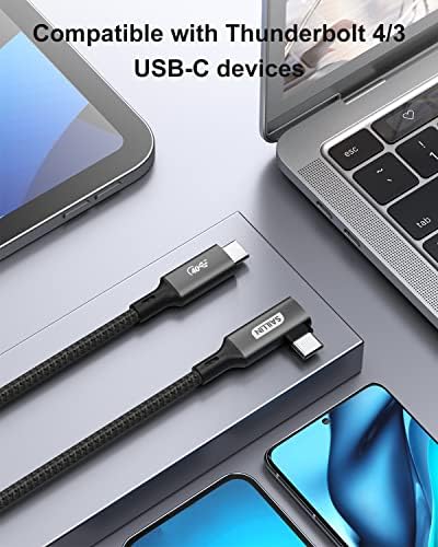 [1.8m] Right Angle USB4 Compatible with Thunderbolt 4 Cable, SAILLIN 90 Degree USB4 Cable 40Gbps with 100W Charging, 5K@60Hz or Dual 4K Video for Thunderbolt 3/MacBook Pro/Apple Studio Display/eGPU