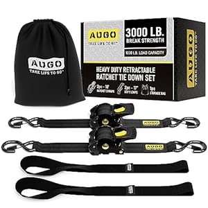 AUGO Heavy-Duty Retractable Ratchet Straps 2-Pack
