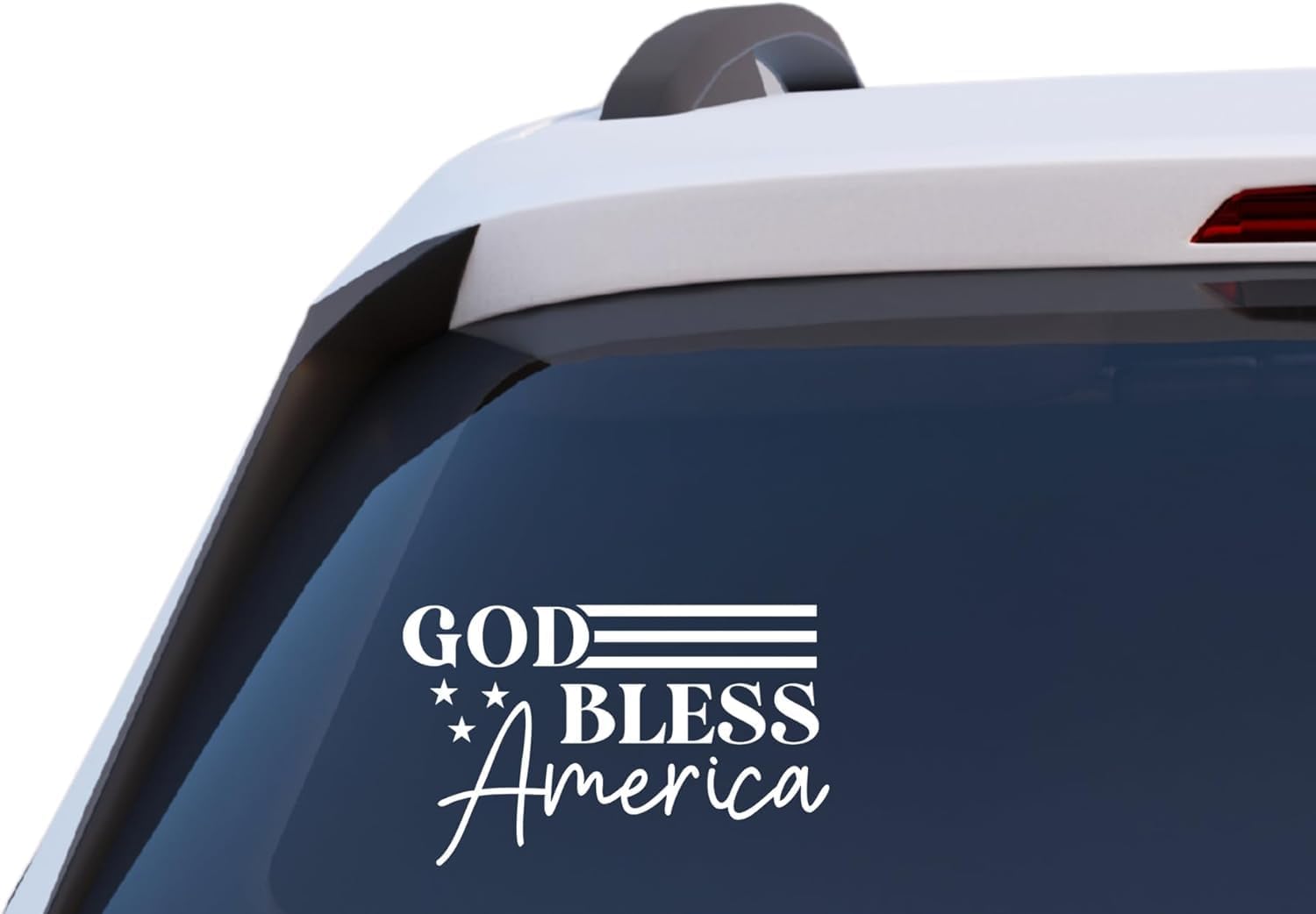 God Bless America Vinyl Decal Sticker, Patriotic American Flag Design with Stars, Premium Vinyl Material, Weather-Resistant, Multiple Color Options, Car Window Decal