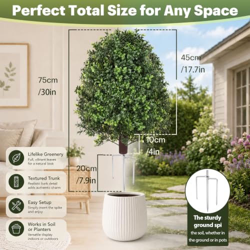 28.5inch Faux Boxwoods for Outdoor Planters, UV Resistant Boxwood Topiary | Faux outdoor plants uv resistant, outdoor plants artificial for porch, fake outdoor plant, artificial boxwood plants outdoor - image 2