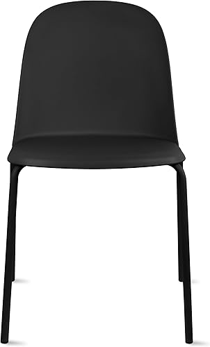 Miniatura 9 de 2xhome Juego de 2 sillas de comedor de plástico sin brazos, patas de metal para comedor, asiento acolchado de cuero sintético moldeado de plástico