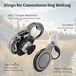16ft Retractable Dog Leash for Medium Dogs up to 66 lbs, with Waste Bag Dispenser, 5m Heavy Duty Nylon Tape, 360° Tangle-Free, One-Handed Brake & Lock, Anti-Slip ABS Handle (16FT-Gray) - Image 6
