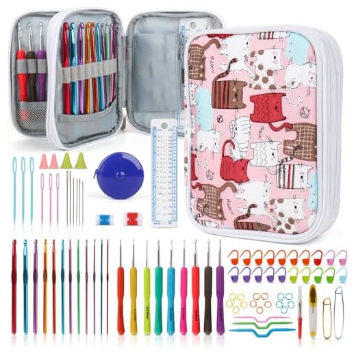 Katech Crochet Hooks Kit with Case, 85-Piece Crochet Hooks Set, Ergonomic Crochet Hooks Knitting Needles Weave Yarn Kits DIY Hand Knitting Art Tools for Beginners and Experienced Crochet Lovers